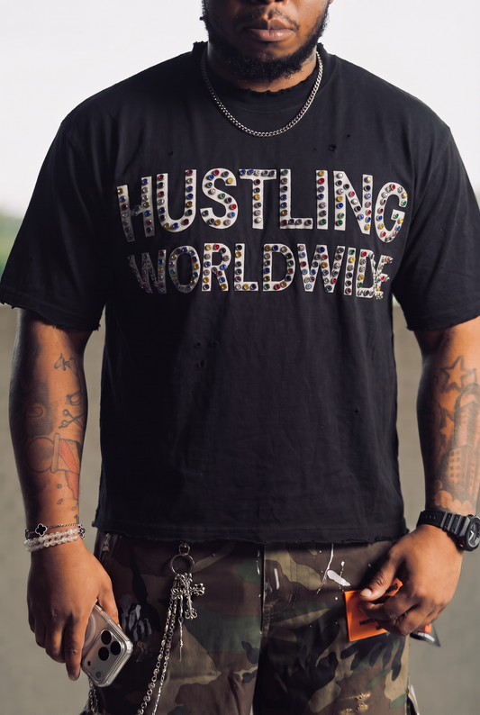 HWW black acid wash T
